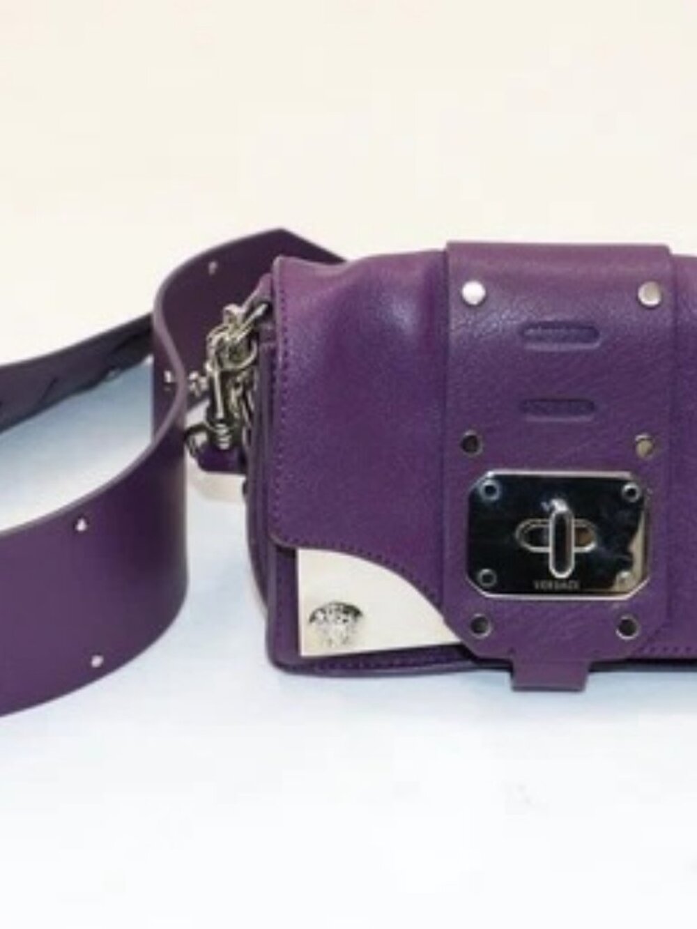 Versace's Stardvst Leather Crossbody Bag - Purple